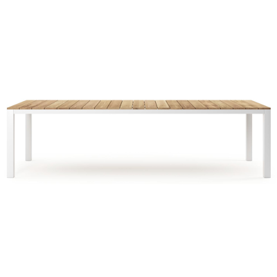 Capri tuintafel in wit aluminium en teak - L 280 x B 110 x H 75 cm