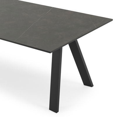 Table de jardin Cesano en aluminium noir et céramique pleine calatorao - Lg 240 x Larg. 100 x H 75 cm