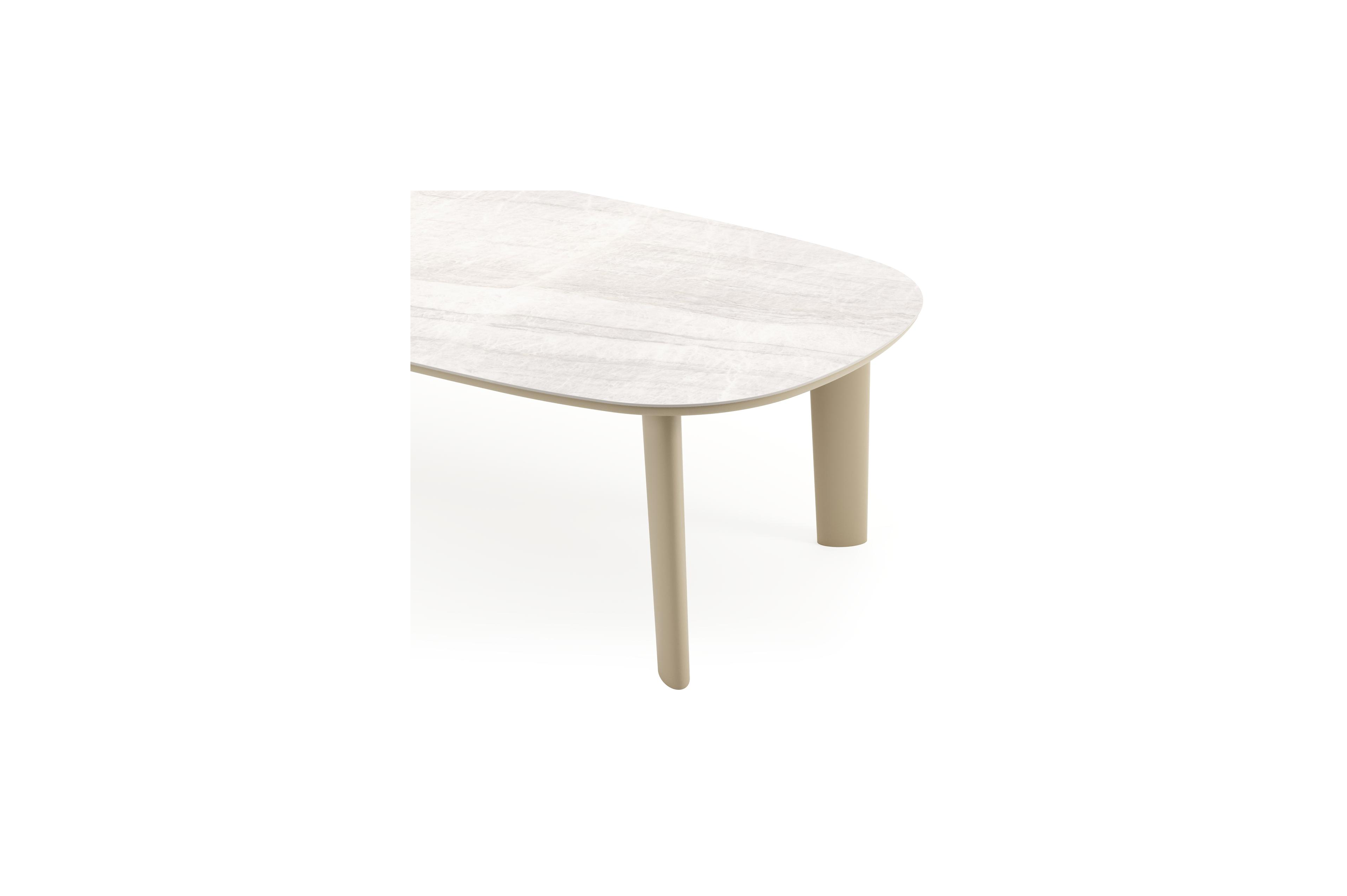 Amico tuintafel bombo in beige aluminium en volkeramiek Taj Mahal - L 270 x B 125 x H 73.5 cm