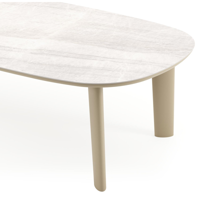 Amico tuintafel bombo in beige aluminium en volkeramiek Taj Mahal - L 270 x B 125 x H 73.5 cm