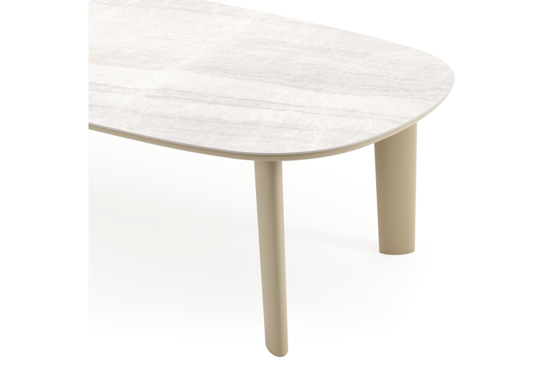Amico tuintafel bombo in beige aluminium en volkeramiek Taj Mahal - L 270 x B 125 x H 73.5 cm