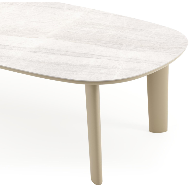 Amico tuintafel bombo in beige aluminium en volkeramiek Taj Mahal - L 270 x B 125 x H 73.5 cm