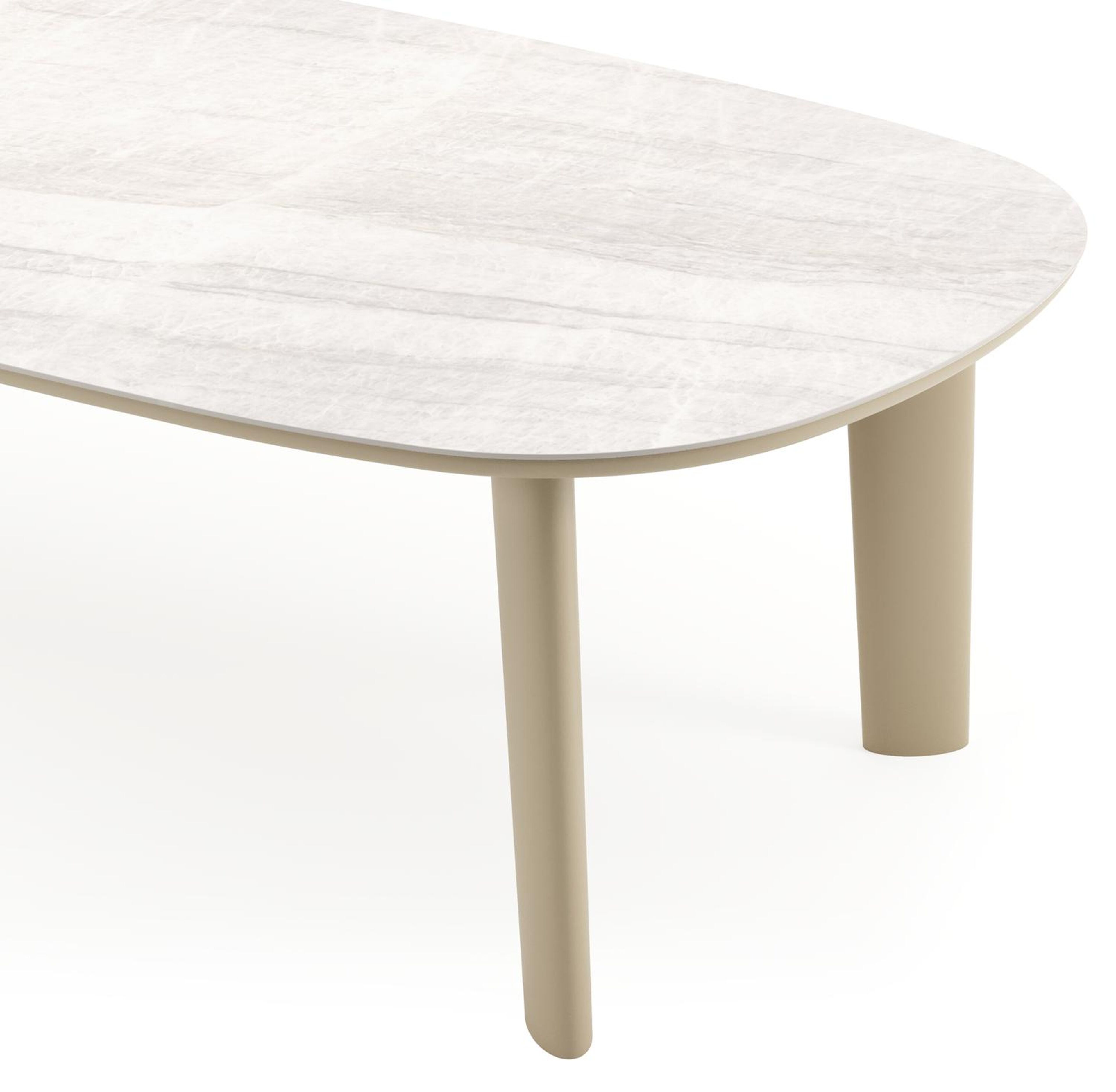 Amico tuintafel bombo in beige aluminium en volkeramiek Taj Mahal - L 270 x B 125 x H 74 cm