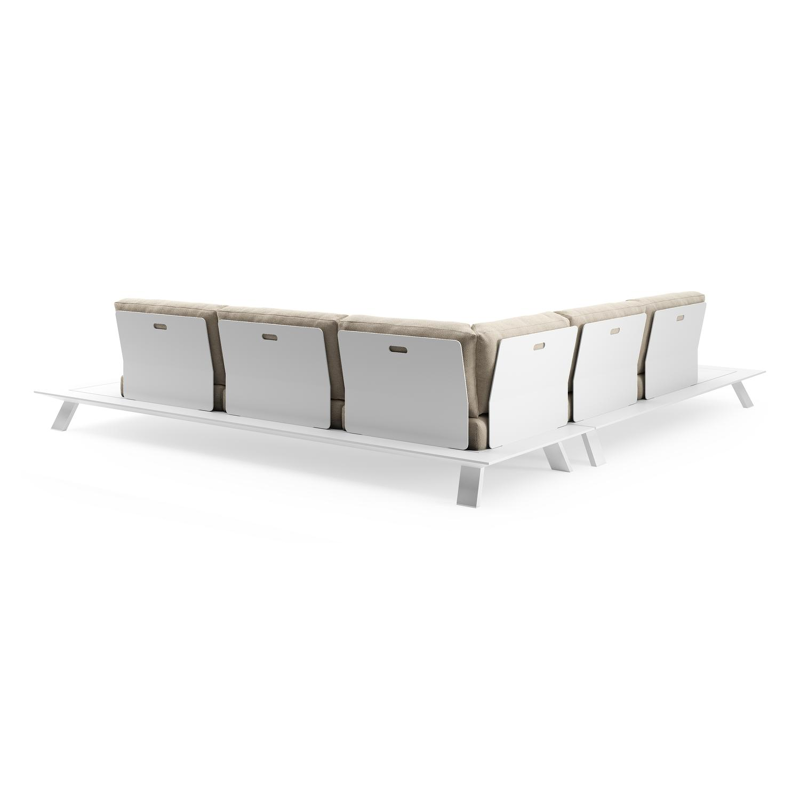 Salon de jardin d'angle Cesano en aluminium blanc et coussin en all weather Cosytica althea chalk