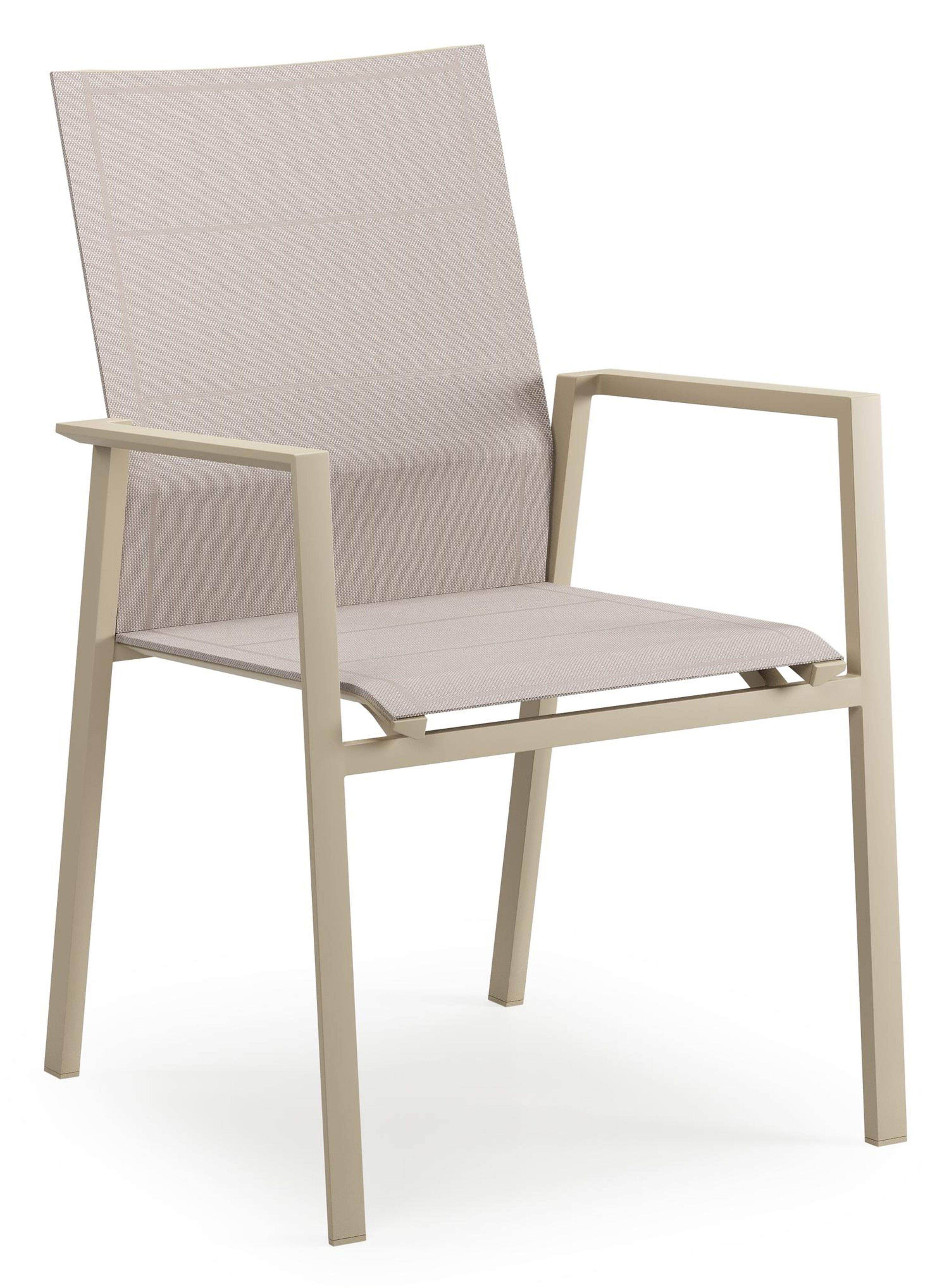 Cirello stapelbare tuinstoel in beige aluminium en beige single textilene