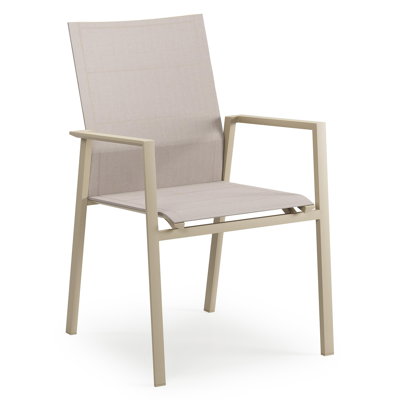 Cirello stapelbare tuinstoel in beige aluminium en beige single textilene