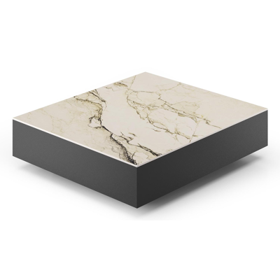 Como loungetafel in zwart aluminium en colorado dunes volkeramiek - L 70 x B 80 x H 20 cm