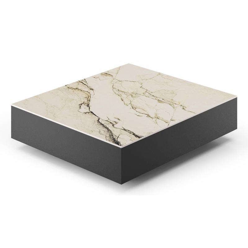 Como loungetafel in zwart aluminium en colorado dunes volkeramiek - L 70 x B 80 x H 20 cm