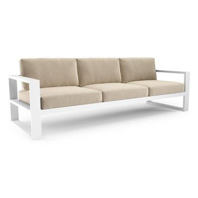 Canapé de jardin Verato en aluminium blanc et coussins en all weather cosytica althea chalk