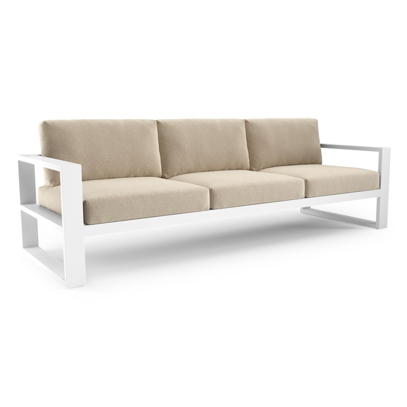 Verato loungebank in wit aluminium met althea chalk all weather cosytica kussen