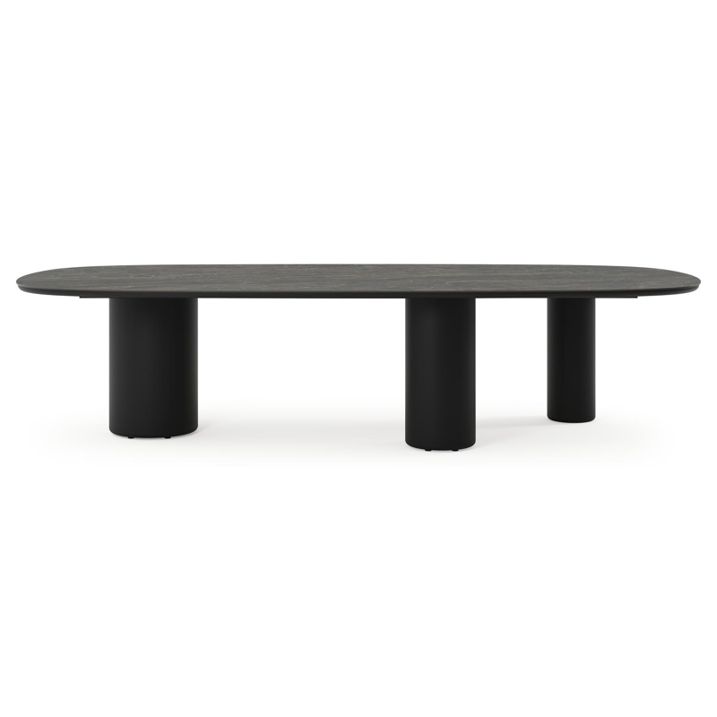 Amico tuintafel bombo xl in zwart aluminium en volkeramiek Black Obsession - L 320 x B 148 x H 73.5 cm