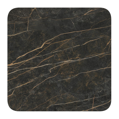 Fano kantelbare tuintafel afgerond vierkant in beige aluminium en volkeramiek Black Obsession - L 80 x B 80 x H 72.5 cm