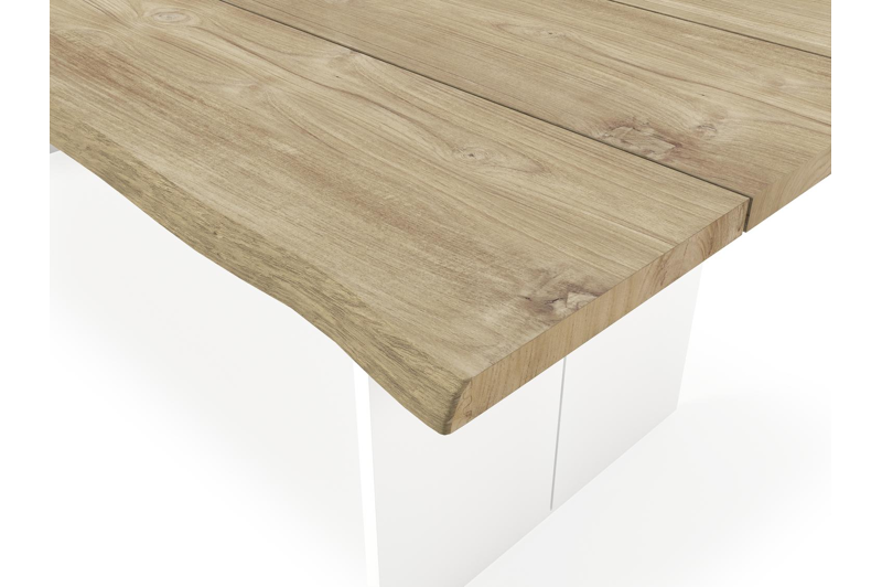 Portofino tuintafel in wit aluminium en teak - L 240 x B 107 x H 74,5 cm