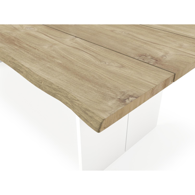Portofino tuintafel in wit aluminium en teak - L 240 x B 107 x H 74,5 cm