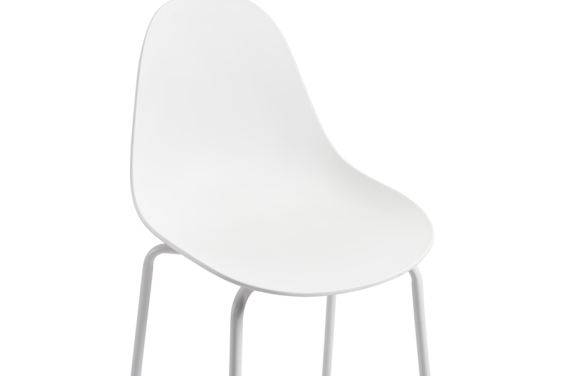 Pagino barstoel in wit aluminium en wit kunststof