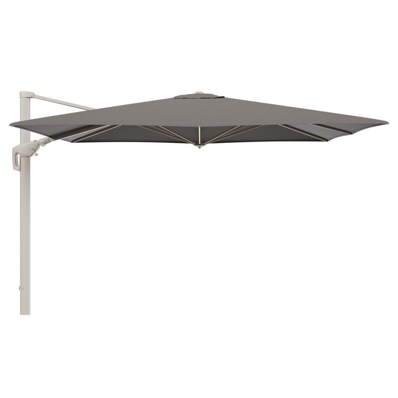 Minore zweefparasol met tiltfunctie in beige aluminium en Natte Carbon beige All Weather Sunbrella® Luxe parasoldoek - L1: 280 x L2: 370 cm (zonder voet)