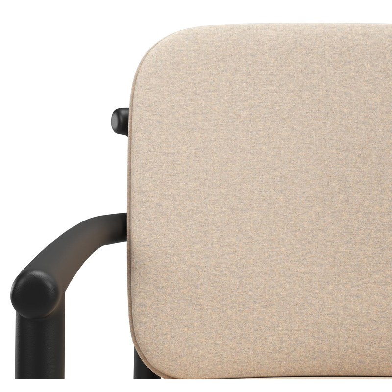 Bono stapelbare tuinstoel in zwart aluminium met stoelkussen in All Weather Sunbrella® Luxe Heritage Papyrus