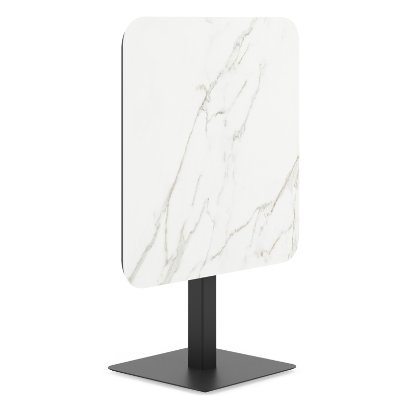 Fano kantelbare tuintafel afgerond vierkant in zwart aluminium en volkeramiek Calacatta - L 80 x B 80 x H 72.5 cm