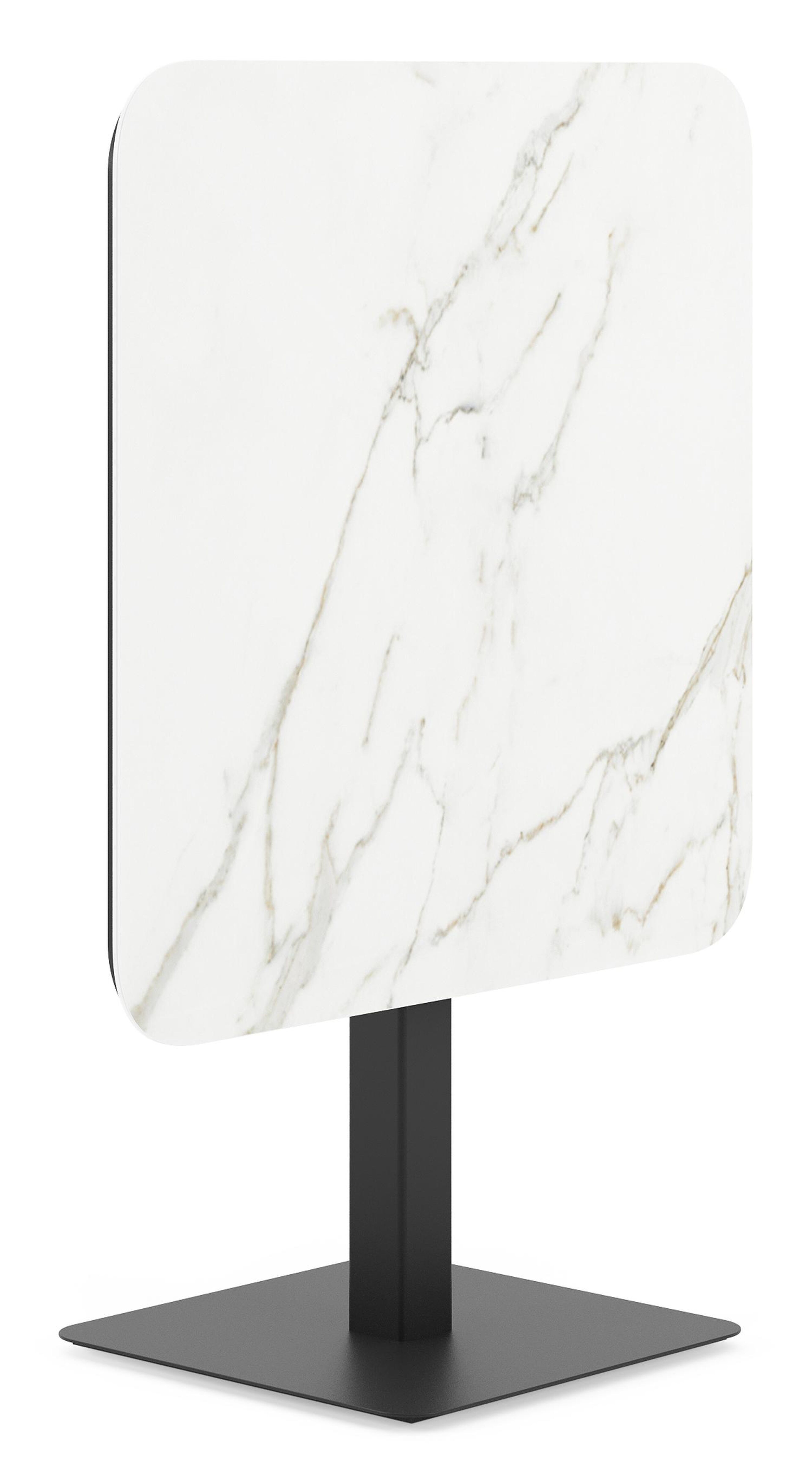 Fano kantelbare tuintafel afgerond vierkant in zwart aluminium en volkeramiek Calacatta - L 80 x B 80 x H 73 cm