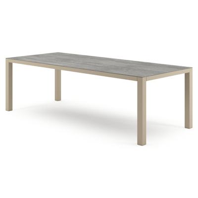 Como tuintafel rechthoekig in beige aluminium en volkeramiek Aspen Grey - L 240 x B 100 x H 73 cm