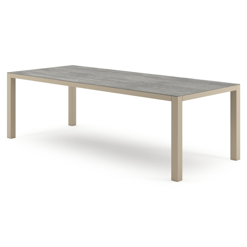 Como tuintafel rechthoekig in beige aluminium en volkeramiek Aspen Grey - L 240 x B 100 x H 73 cm