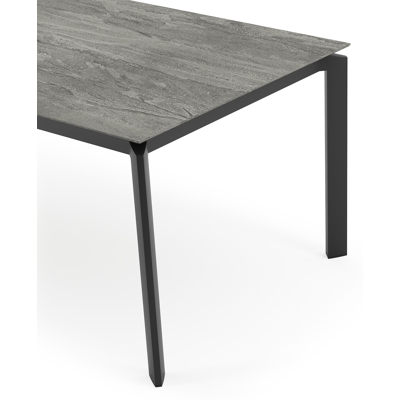 Cirello tuintafel in zwart aluminium en volkeramiek aspen grey - L 200 x B 100 x H 75 cm