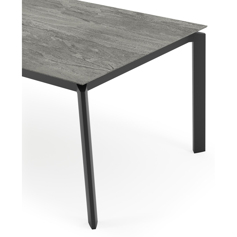 Cirello tuintafel in zwart aluminium en volkeramiek aspen grey - L 200 x B 100 x H 75 cm