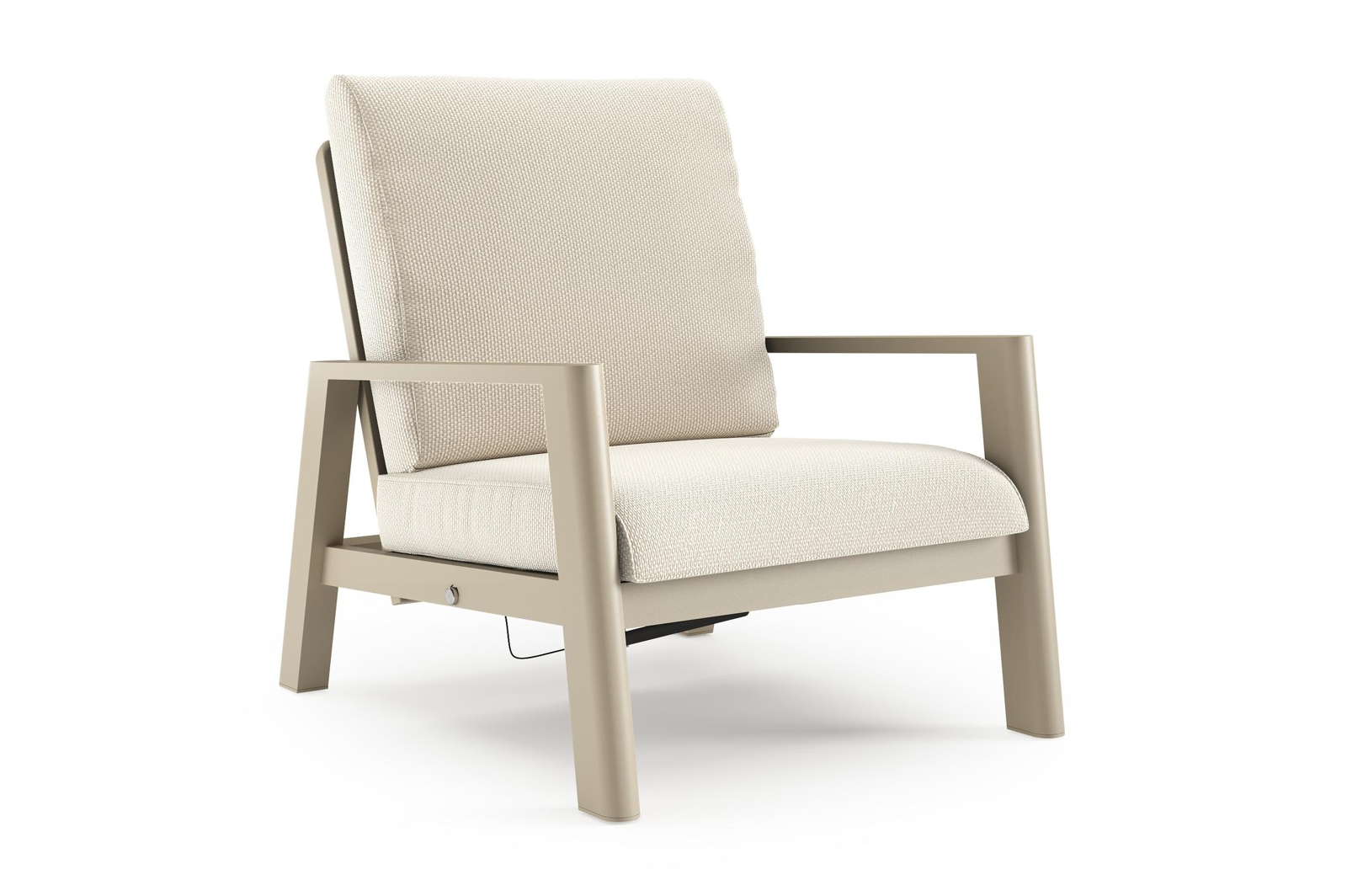 Cirello loungestoel in beige aluminium met althea off white all weather cosytica kussen