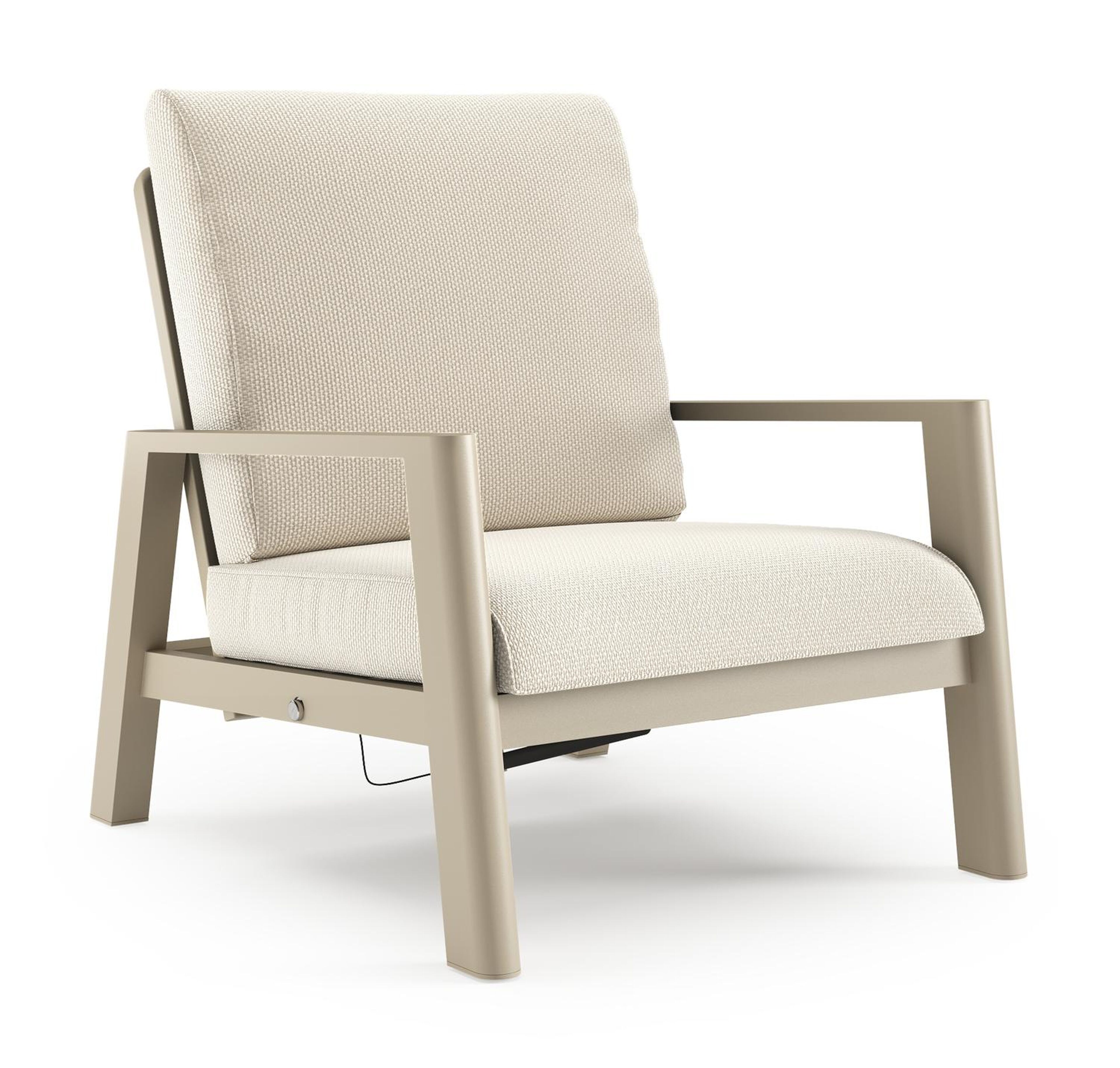 Cirello loungestoel in beige aluminium met althea off white all weather cosytica kussen