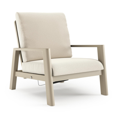 Fauteuil de jardin Cirello en aluminium beige et coussins en all weather cosytica althea off white