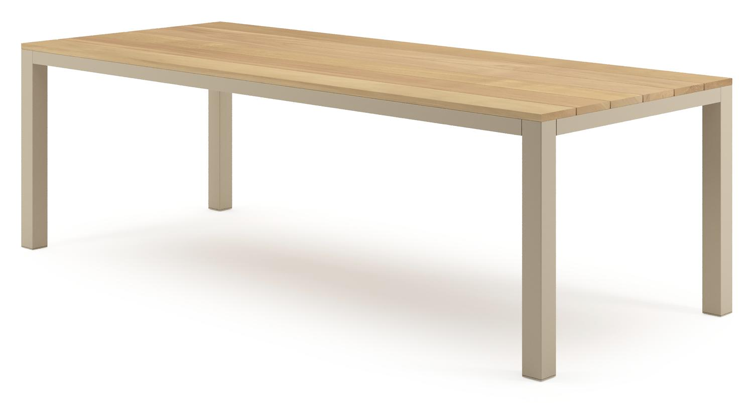 Como tuintafel rechthoekig in beige aluminium en teak - L 240 x B 100 x H 73 cm