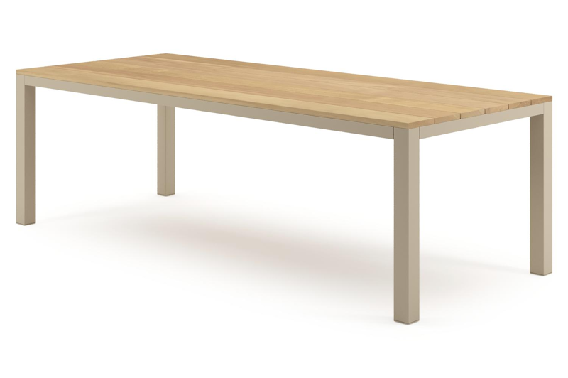 Como tuintafel rechthoekig in beige aluminium en teak - L 240 x B 100 x H 73 cm