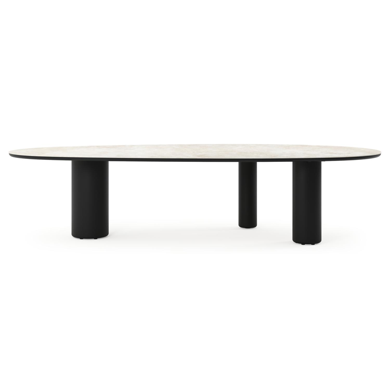 Table de jardin Amico mangue en aluminium noir et céramique pleine Rapolano - Lg. 320 x Lrg. 140 x Haut. 74 cm