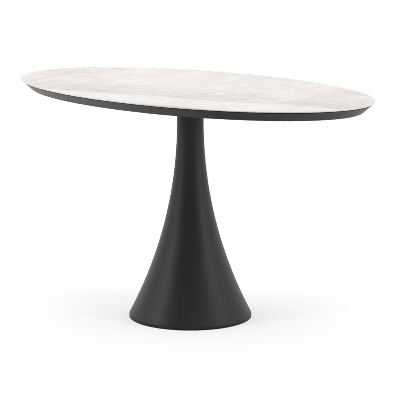 Fano tuintafel ovaal in zwart aluminium en volkeramiek Taj Mahal - L 140 x B 80 x H 74.5 cm
