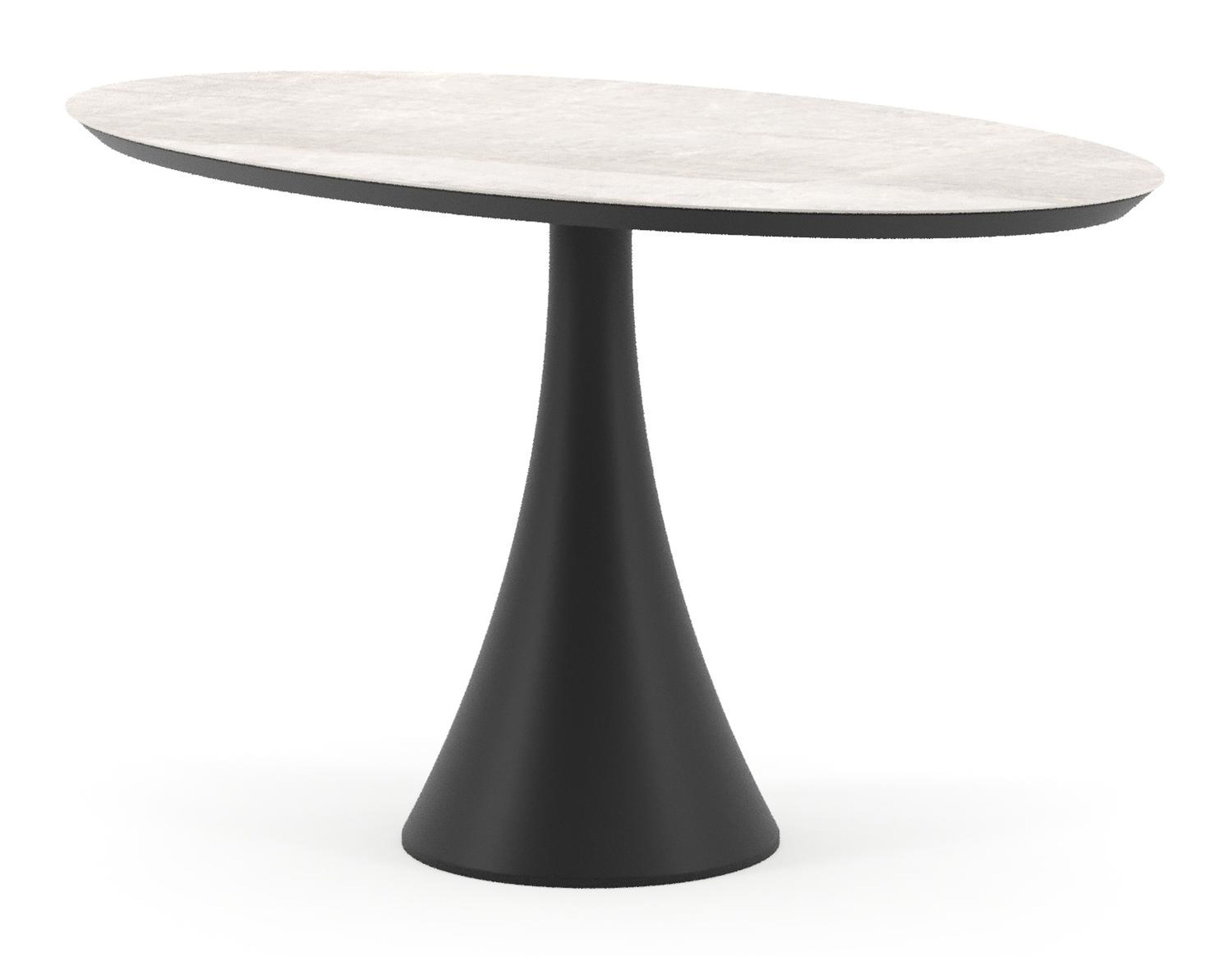 Table de jardin Fano oval en aluminium noir et céramique pleine Taj Mahal - Lg. 140 x Lrg. 80 x Haut. 75 cm