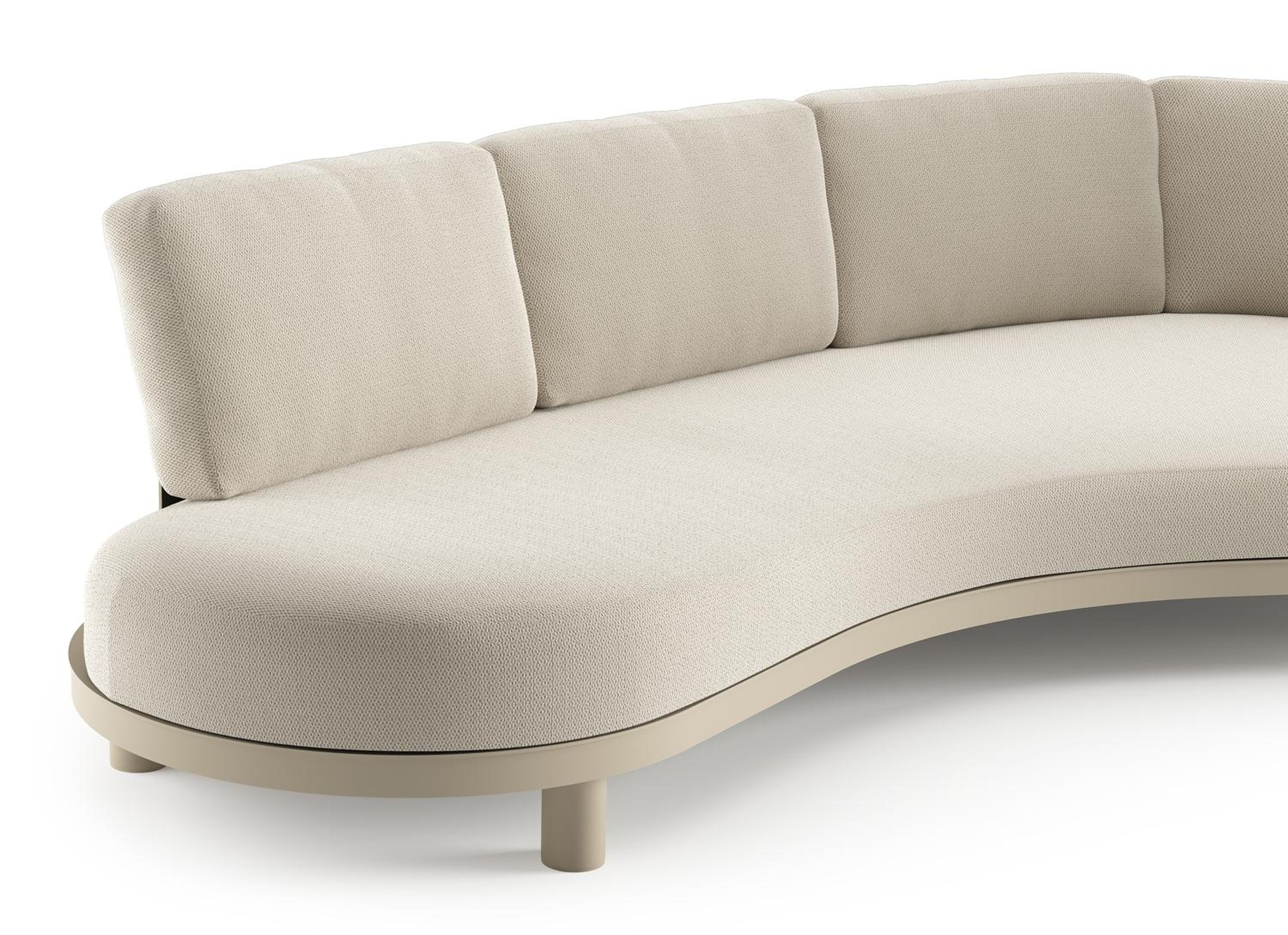 Canapé de jardin Donato en aluminium beige et coussins en all weather sunbrella® luxe lopi marble