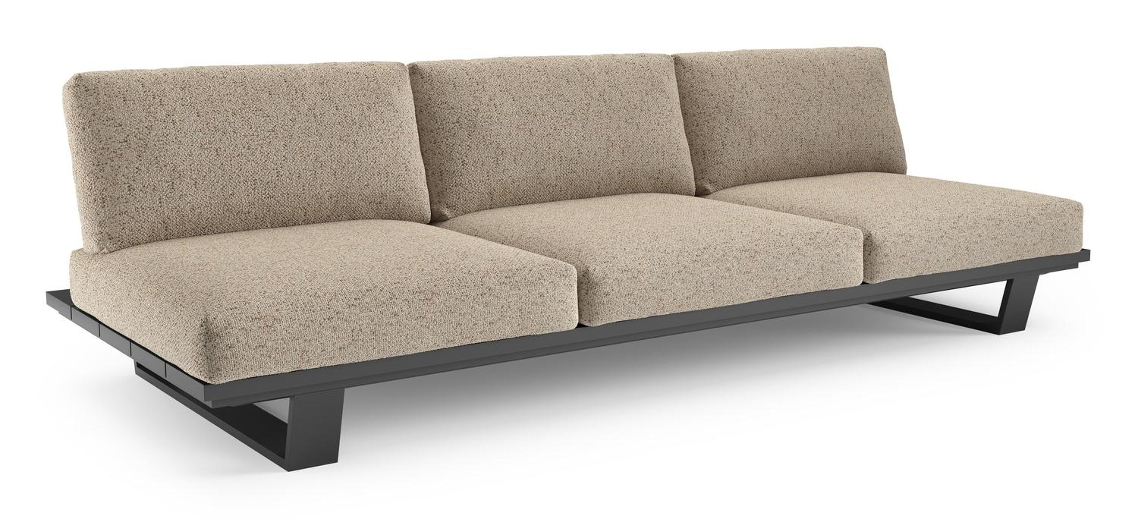 Pagino loungebank in zwart aluminium met bora jungle all weather cosytica kussen