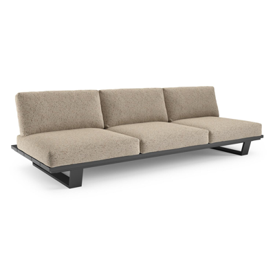 Pagino loungebank in zwart aluminium met bora jungle all weather cosytica kussen