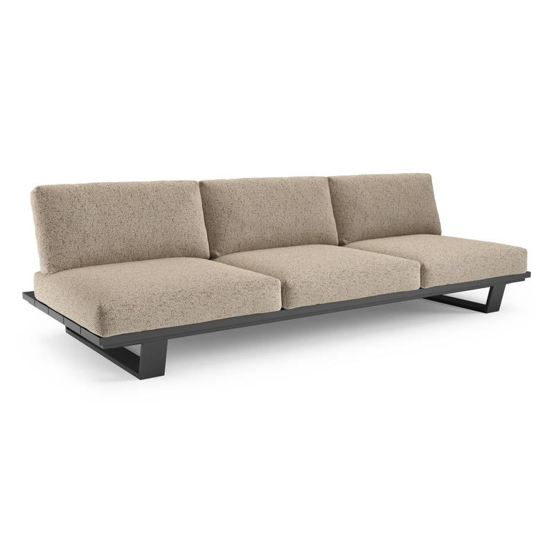 Pagino loungebank in zwart aluminium met bora jungle all weather cosytica kussen