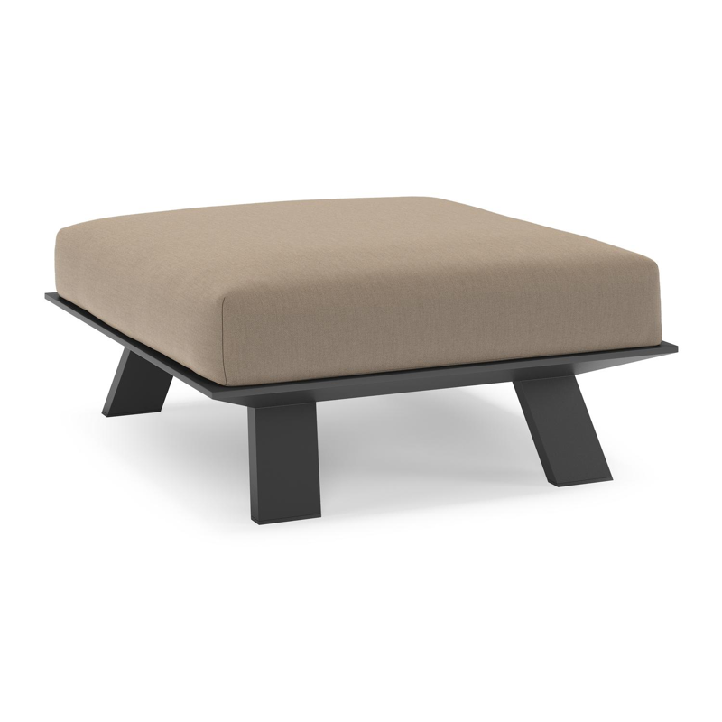 Cesano poef in zwart aluminium met natte heather grey all weather Sunbrella® luxe kussen