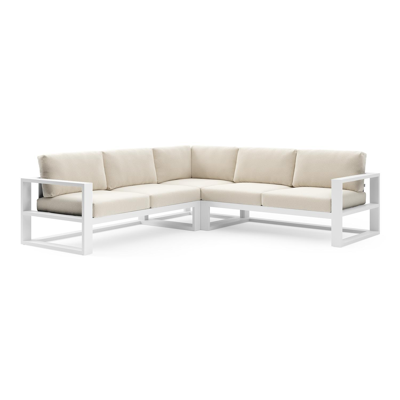 Verato loungehoek in wit aluminium met althea off white all weather cosytica kussen