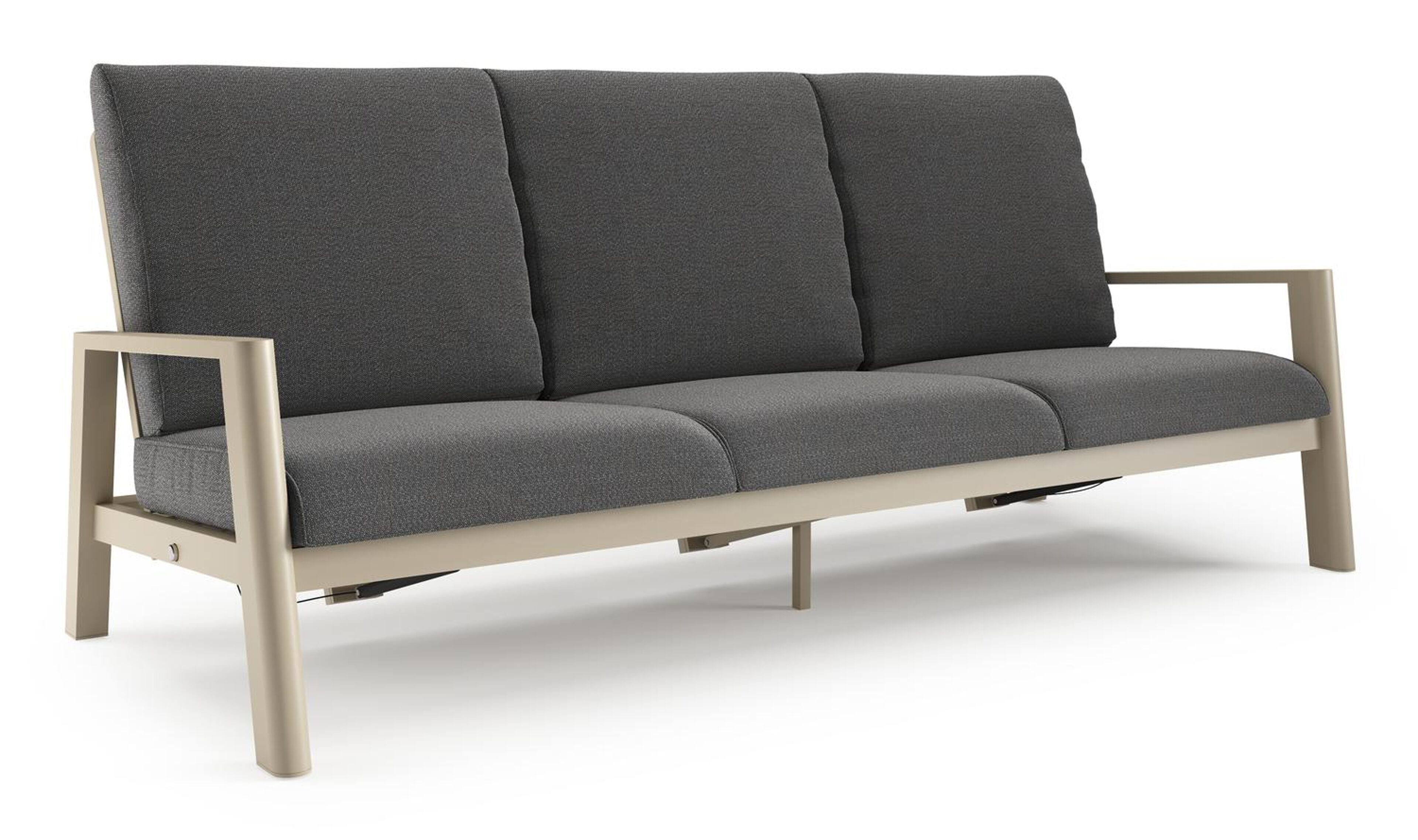 Cirello loungebank 3-zit in beige aluminium met savane tornado all weather sunbrella® luxe kussen