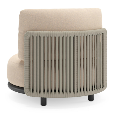 Lomano loungestoel in zwart aluminium en beige verticaal geweven luxe vlakke rope met Heritage Papyrus all weather sunbrella® luxe