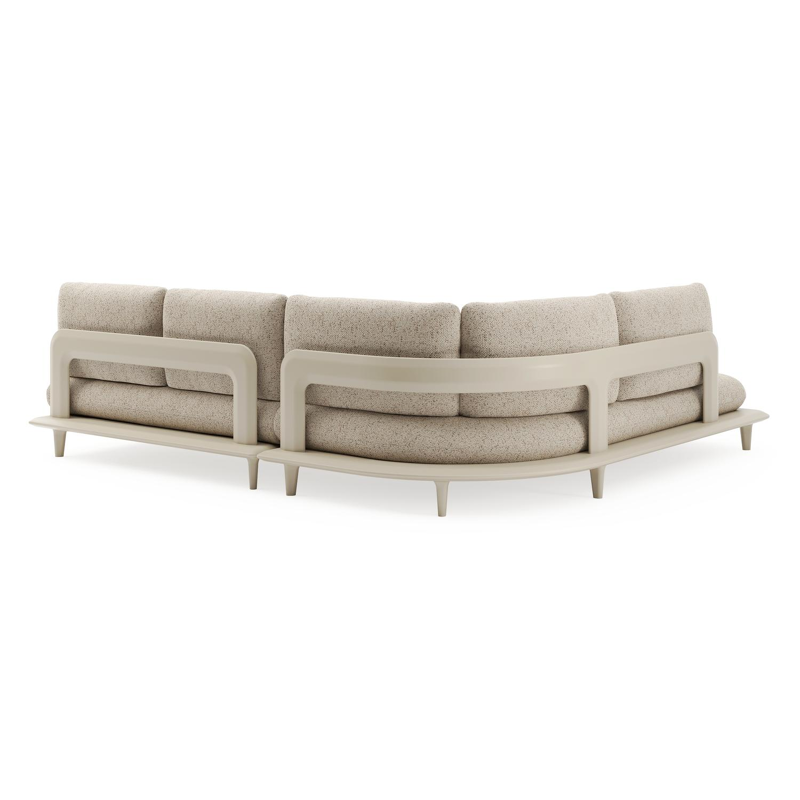 Salon de jardin d'angle Bomero en aluminium beige et coussins en all weather cosytica bora jungle