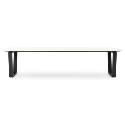 Pagino tuintafel bootvorm in zwart aluminium en volkeramiek calista - L 315 x B 115 x H 73 cm