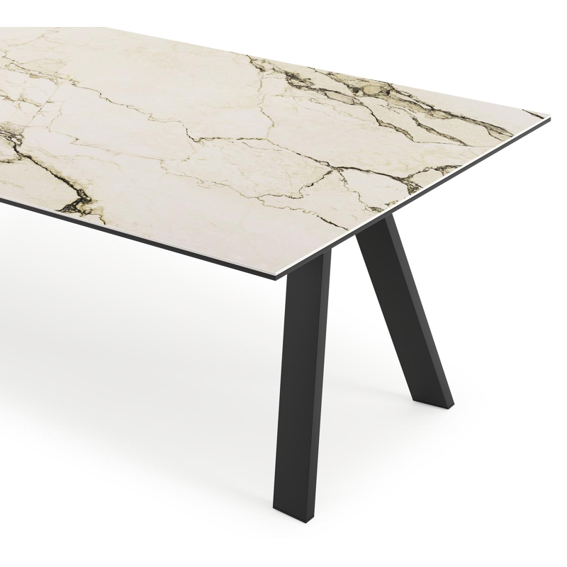 Cesano tuintafel rechthoekig in zwart aluminium en volkeramiek colorado dunes - L 280 x B 110 x H 75 cm