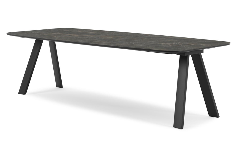 Cesano tuintafel in zwart aluminium en volkeramiek black obsession - L 255 x B 115 x H 75 cm