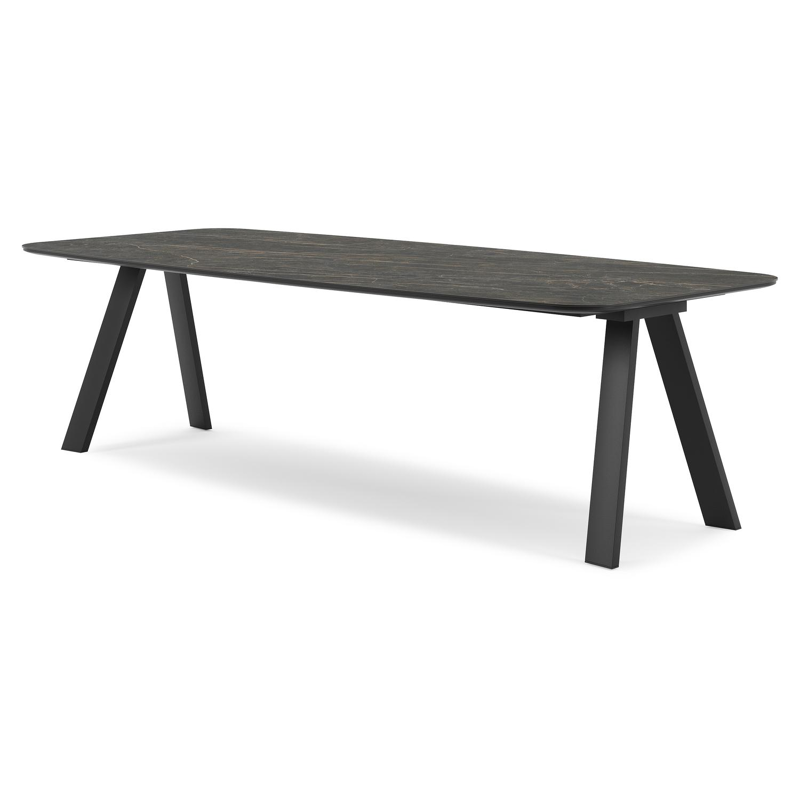 Table de jardin Cesano en aluminium noir et céramique pleine black obsession - Lg 255 x Larg. 115 x H 75 cm