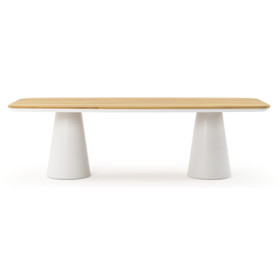 Donato tuintafel in wit aluminium en teak - L 255 x B 115 x H 75 cm