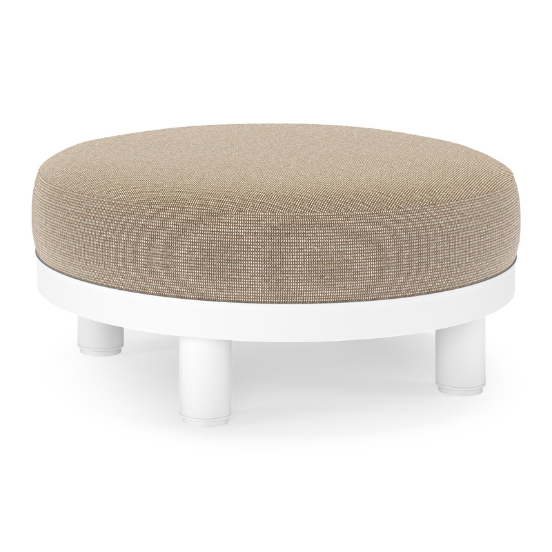 Salon de jardin pouf Donato en aluminium blanc et coussins en all Weather Solica Firenze Earth